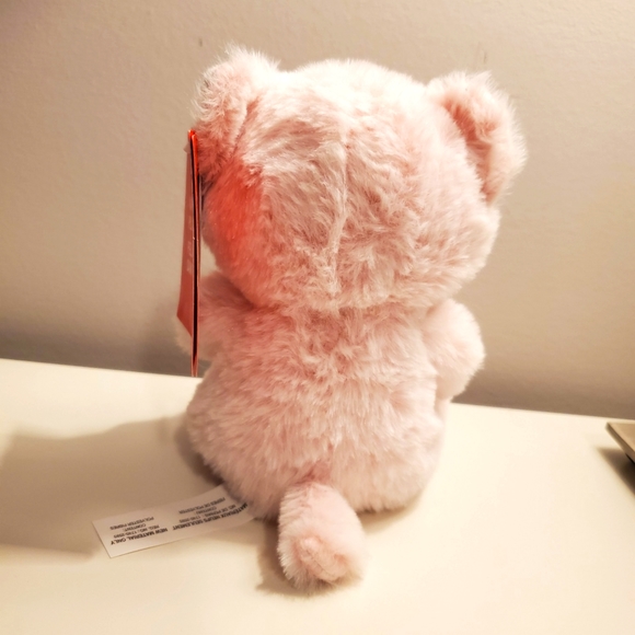 Pink and white plush valentine bear - Picture 4 of 12